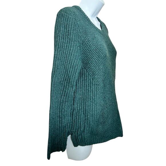 Madewell Sophia Heather Spruce Ribbed Sweater Sz S Hexcomb Texture Knit Pullover - Picture 3 of 5